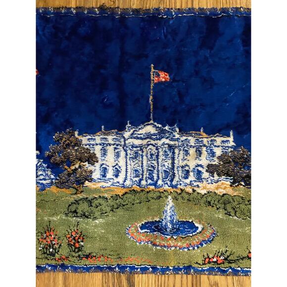 Vintage JFK Tapestry Art 60's Decor White House John F. Kennedy President - Picture 6 of 8